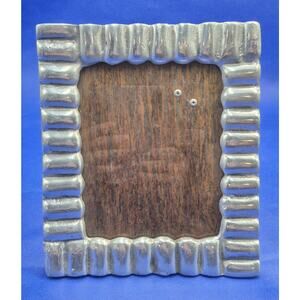 Vintage Arte Giancarlo Honduras Pewter Picture Frame Wood Back 8.5x7"